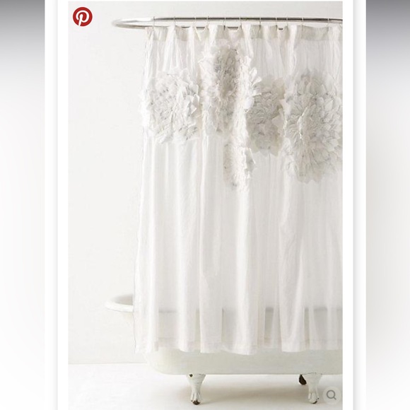 Anthropologie Sculpted Mums Shower Curtain - Picture 2 of 7